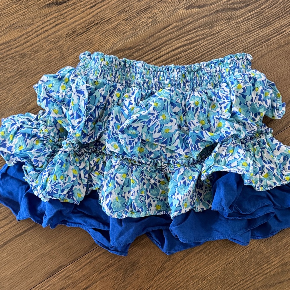 Poupette St. Barth Blue and Green Ruffle Skirt